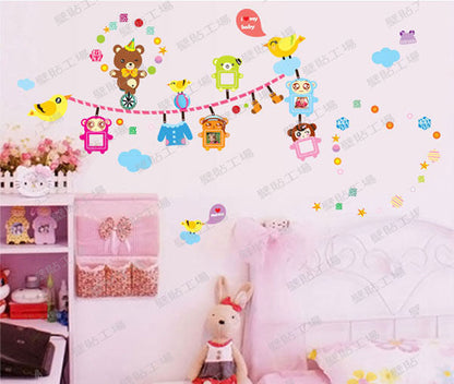 Wall sticker factory-three generations of large size wall stickers wall stickers indoor classroom layout cute photo frame combination stickers AY7024