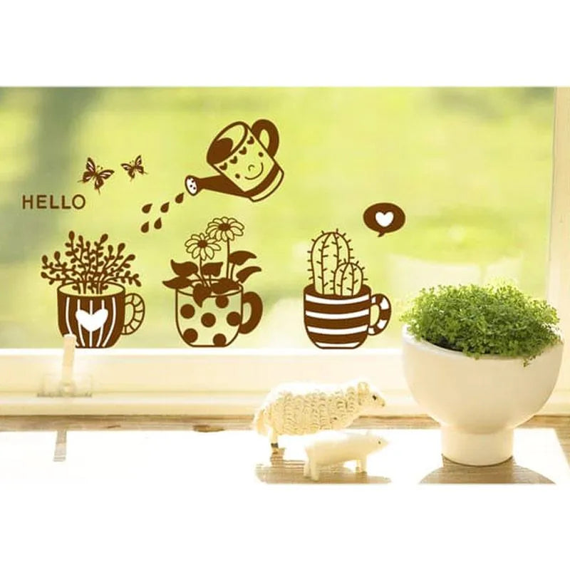 SAMHEZ AY6018 Potted Plants Wall Sticker [45 x 60 cm]