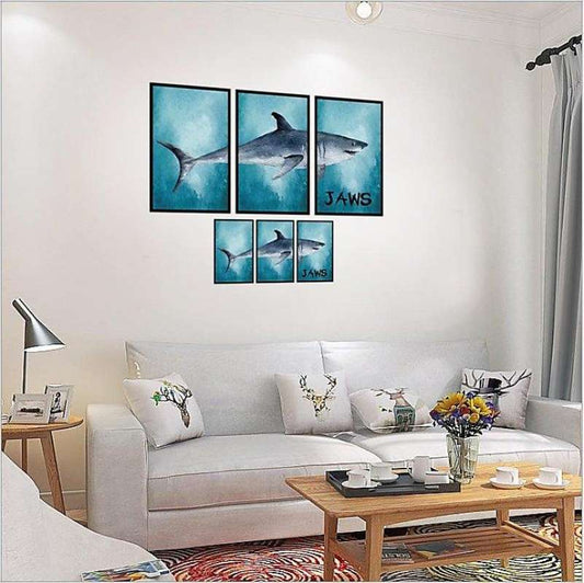 sAMHEZ HM92012 JAWS FRAME 3D DEEP BLUE SEA WALLSTICKER WALL STICKER