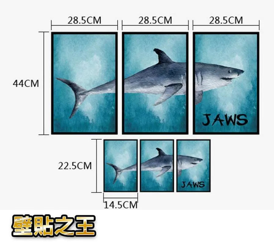 sAMHEZ HM92012 JAWS FRAME 3D DEEP BLUE SEA WALLSTICKER WALL STICKER