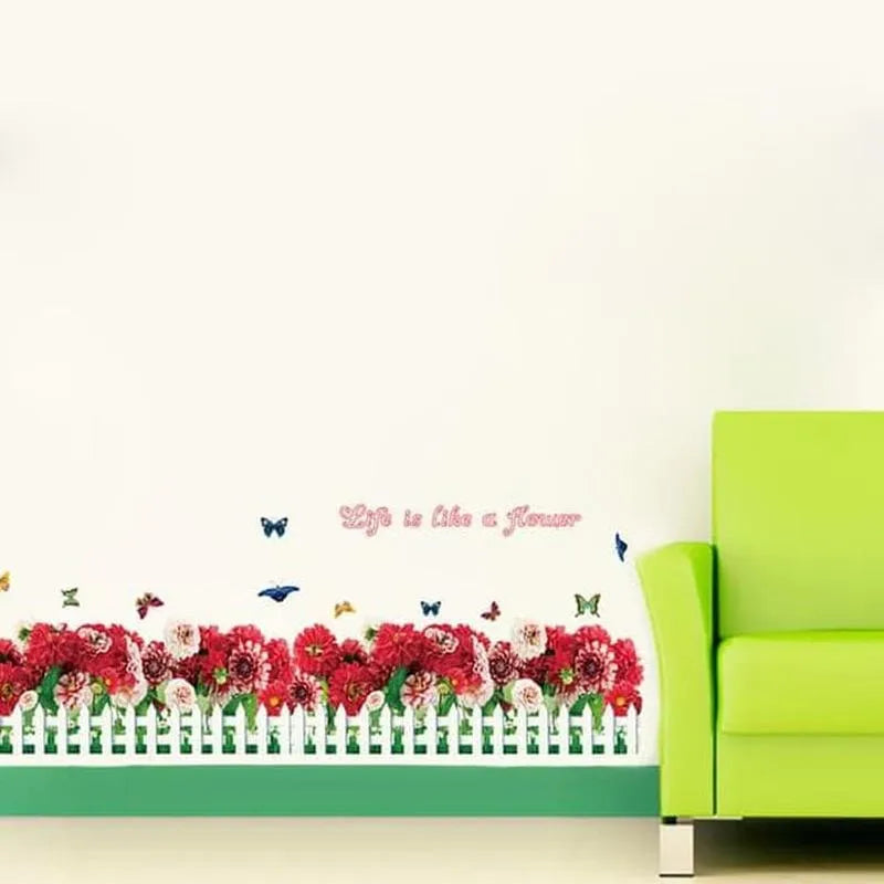 SAMHEZ SK7002 Red Roses Hedge Wall Sticker [50 x 70 cm]