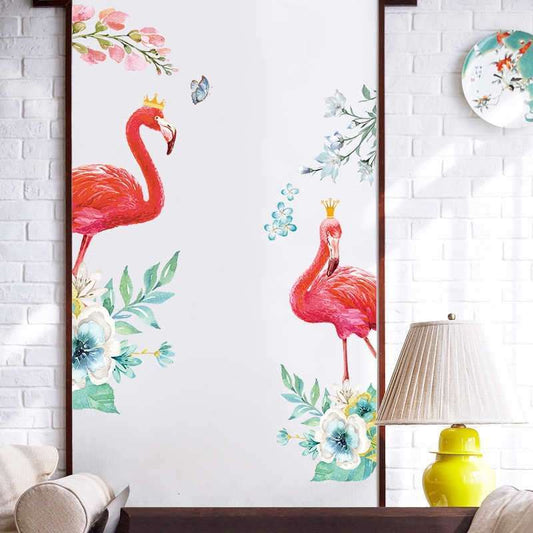 Flamingo Wall Stickers Door Entrance Screen Stickers for Bedroom Living Room Decor (30x90cm/11x35 x2pcs)