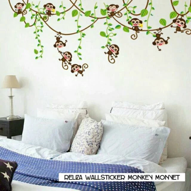 ADEK WALL STICKER MONKEY MONYET GLANTUNGAN ANAK KIDS STIKER DINDING AY7247 Wallsticker