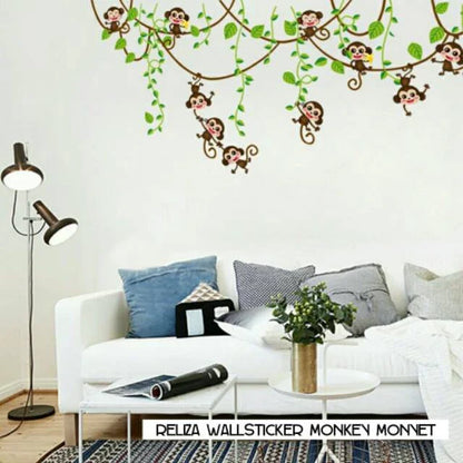 ADEK WALL STICKER MONKEY MONYET GLANTUNGAN ANAK KIDS STIKER DINDING AY7247 Wallsticker