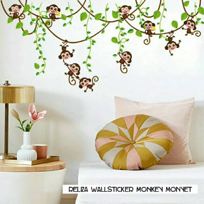 ADEK WALL STICKER MONKEY MONYET GLANTUNGAN ANAK KIDS STIKER DINDING AY7247 Wallsticker
