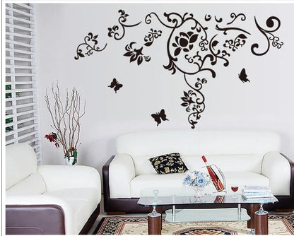 Black Floral Wall Decal Sticker JM7023