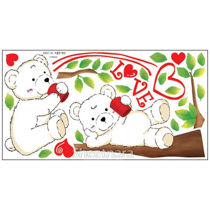 WUDHF Cute bear calling love wall stickers home love and happiness decoration children's room cartoon branches