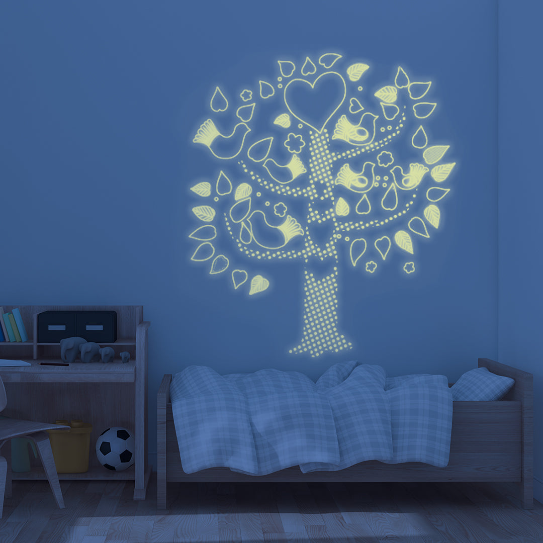 Glow in the Dark Wall Stickers - Tree with Birds  ABQ9617