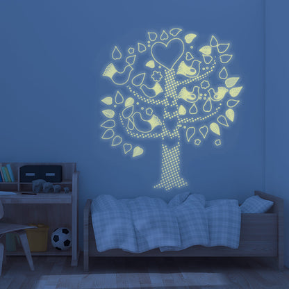 Glow in the Dark Wall Stickers - Tree with Birds  ABQ9617
