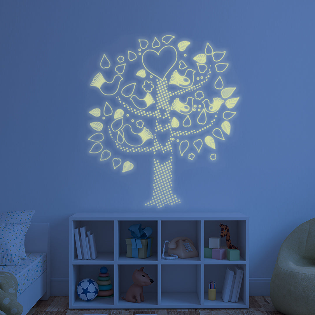 Glow in the Dark Wall Stickers - Tree with Birds  ABQ9617