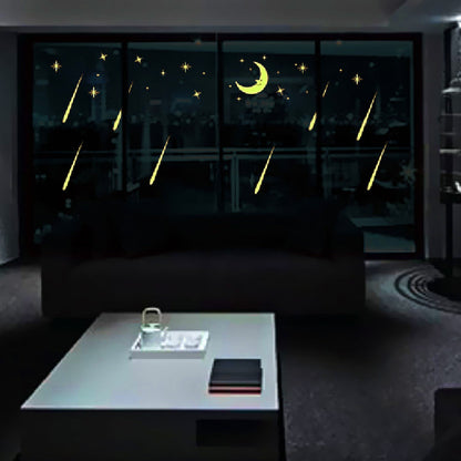 Moon and 30 falling stars glow in the dark wall decals