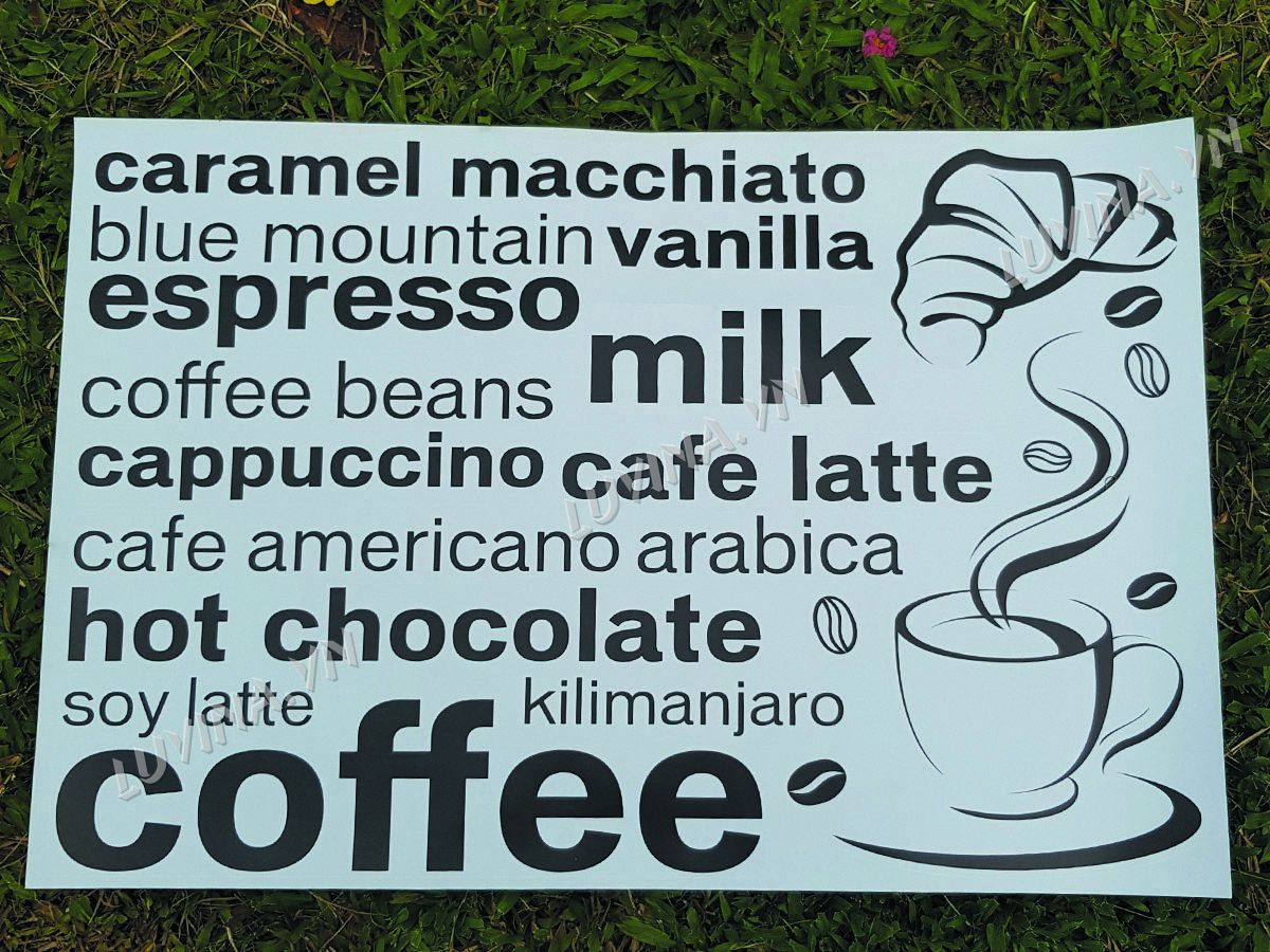 JM7323 English proverbs coffee wall stickers Vinyl DIY Coffee language wall decals For Cafe kitchen restaurant decoration Art