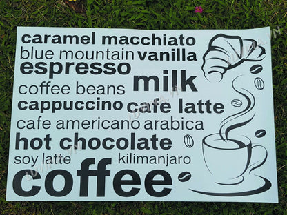 JM7323 English proverbs coffee wall stickers Vinyl DIY Coffee language wall decals For Cafe kitchen restaurant decoration Art