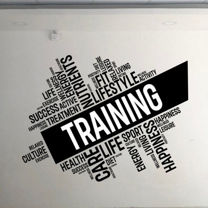 Training Fitness Wall Decals, Training Inspirational Words Quote Wall Sticker, Motivation Interior Decor Art Mural Fit Lifestyle Decal