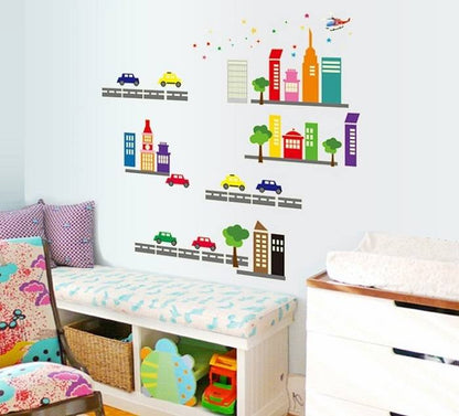Glow In The Dark Cartoon City Wall Sticker-TYABQ9608
