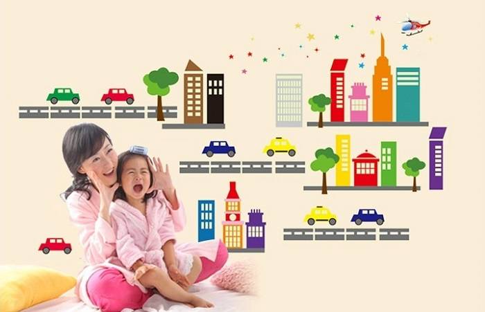 Glow In The Dark Cartoon City Wall Sticker-TYABQ9608