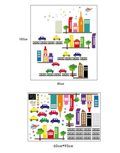 Glow In The Dark Cartoon City Wall Sticker-TYABQ9608