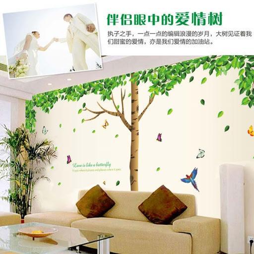 AY305 big green tree removable diy wall sticker tow-saided