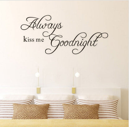 Always Kiss Me Good Night Wall Sticker, Vinyl Saying Words Quote Decals Warm Inspirational Quotes Removable Art Decor for Bedroom, Living Room, Home Decoration   Dz016  Size 42x18