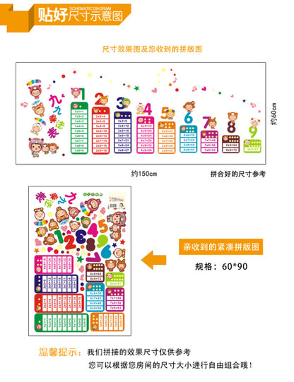 Ay642 Buy Cartoon Animal Multiplication Table Wall Sticker Multicolou centimeter in Saudi Arabia Cartoon Animal Multiplication Table Wall Sticker
