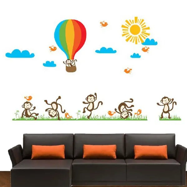 jm7121Monkey Balloon Wall Stickers Cartoon Wall Stickers House Decoration