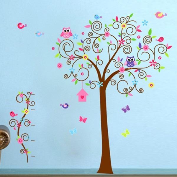 JM7250AB Owl Tree Wall Stickers for Kids Rooms 2pcs=1set Large Home Decor