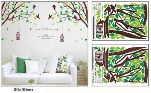AY205ab  two-sided bird cage green leaves trees of TV background wall stickers room living room sofa bedroom retail