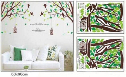 AY205ab  two-sided bird cage green leaves trees of TV background wall stickers room living room sofa bedroom retail