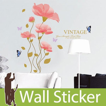 Wall stickers, wall, flowers, English letters and flowers, peel and stick, self-adhesive wallpaper stickers, wall stickers, plants, trees, flowers, home decor
