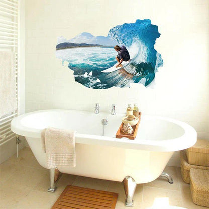 Wall Art Stickers Sailing Boat and Waves Wall Stickers Decal Art Decor Room Decoration Peel and Stick Self - Adhesive for Living Room Bedroom Playroom Room Wall Decor